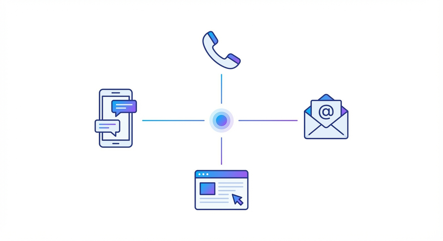 Connect to your AI assistant via text, phone, email, or web chat